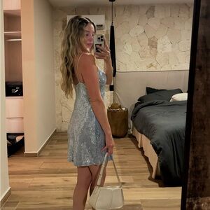 Vintage sequin blue mini slip dress